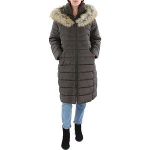 Women's Long Puffer Coat with Faux Fur Hood